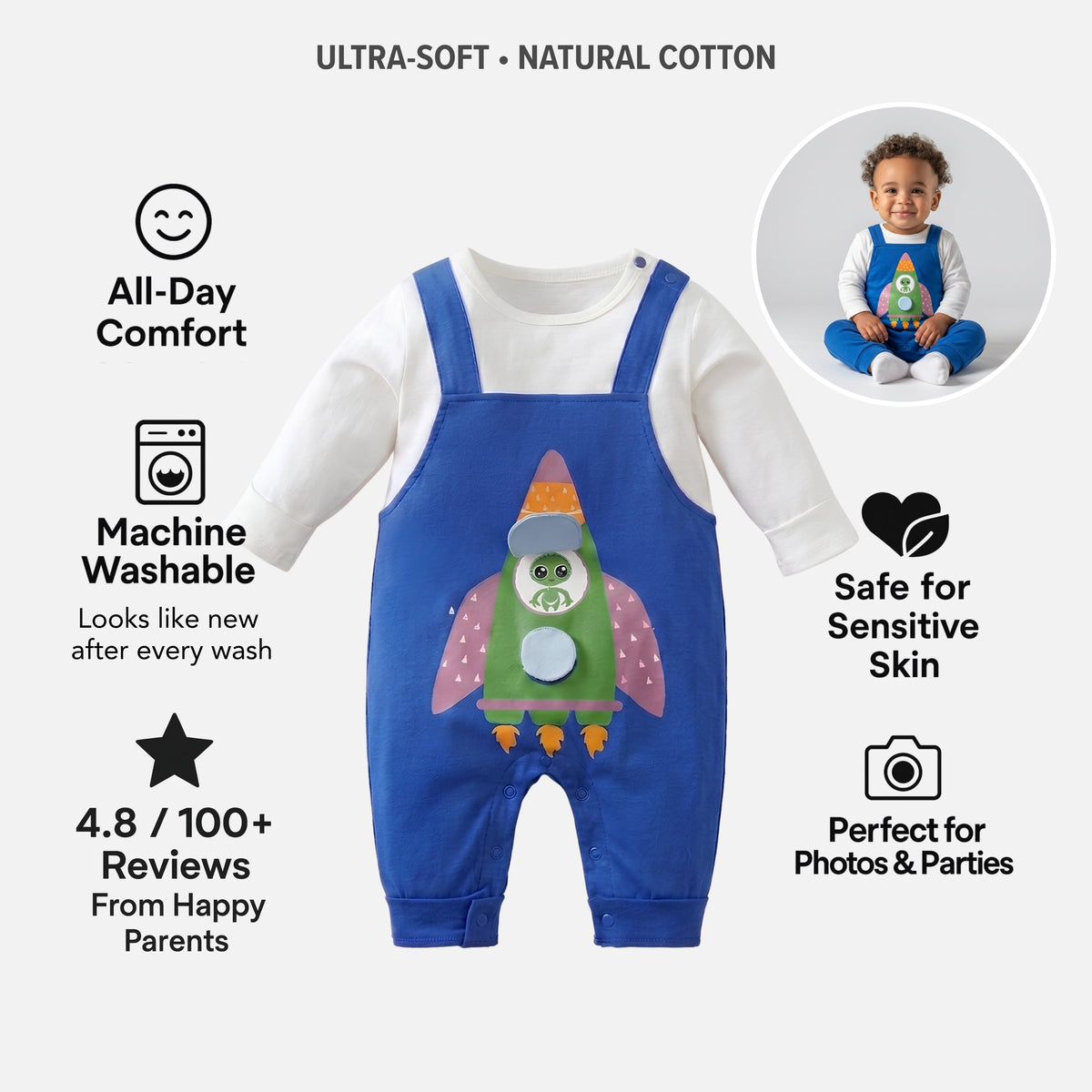 AMA™ Little Alien Rocket Kids Romper