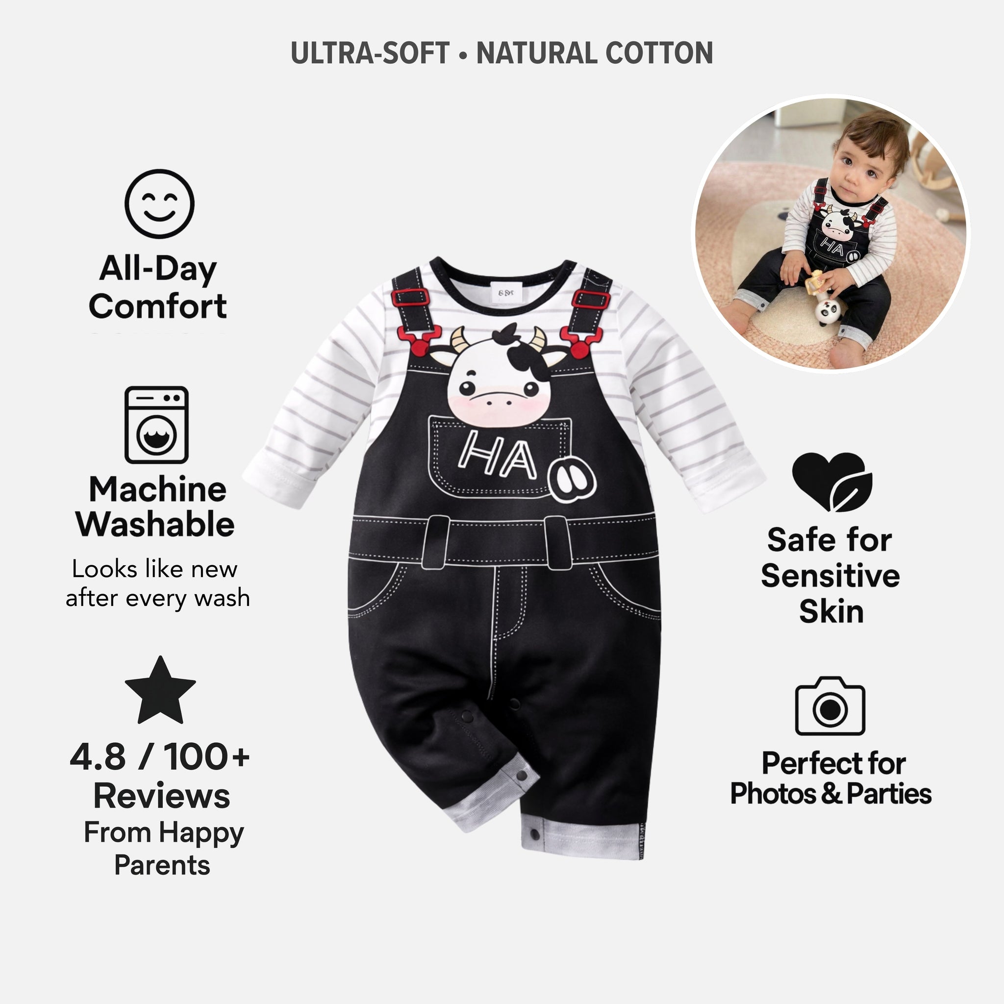 AMA™ Little Cow Kids Onesie