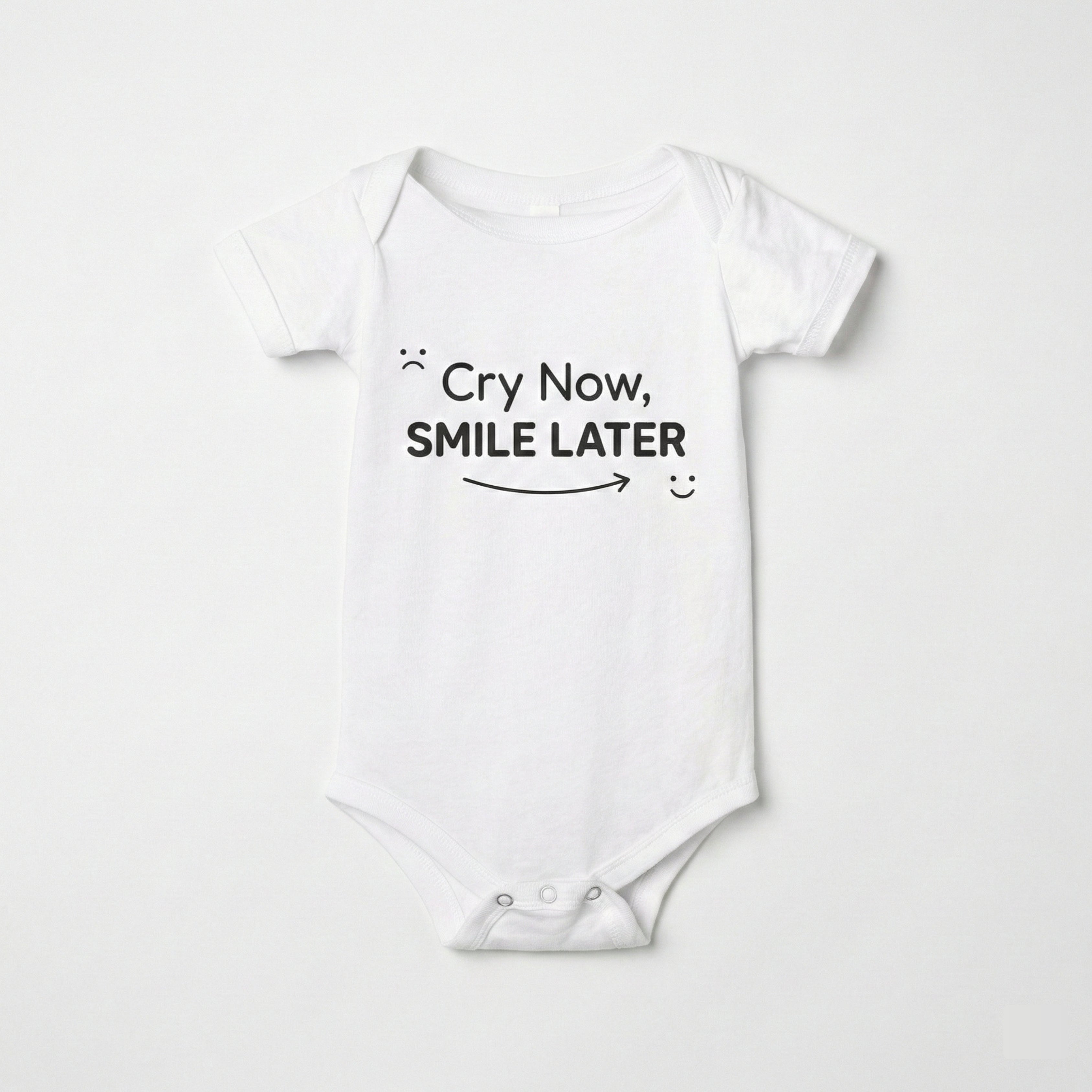 AMA™ "Cry Now, Smile Later" – Funny Baby Bodysuit