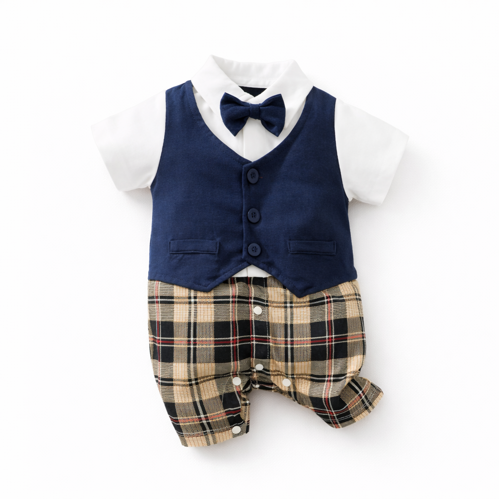 AMA™ Little Plaid Gentleman Kids Romper
