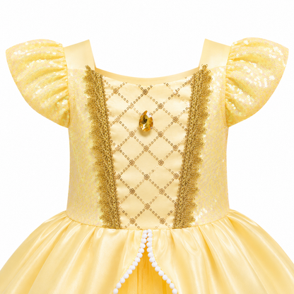 AMA™ Little Golden Rose Princess Kids Dress