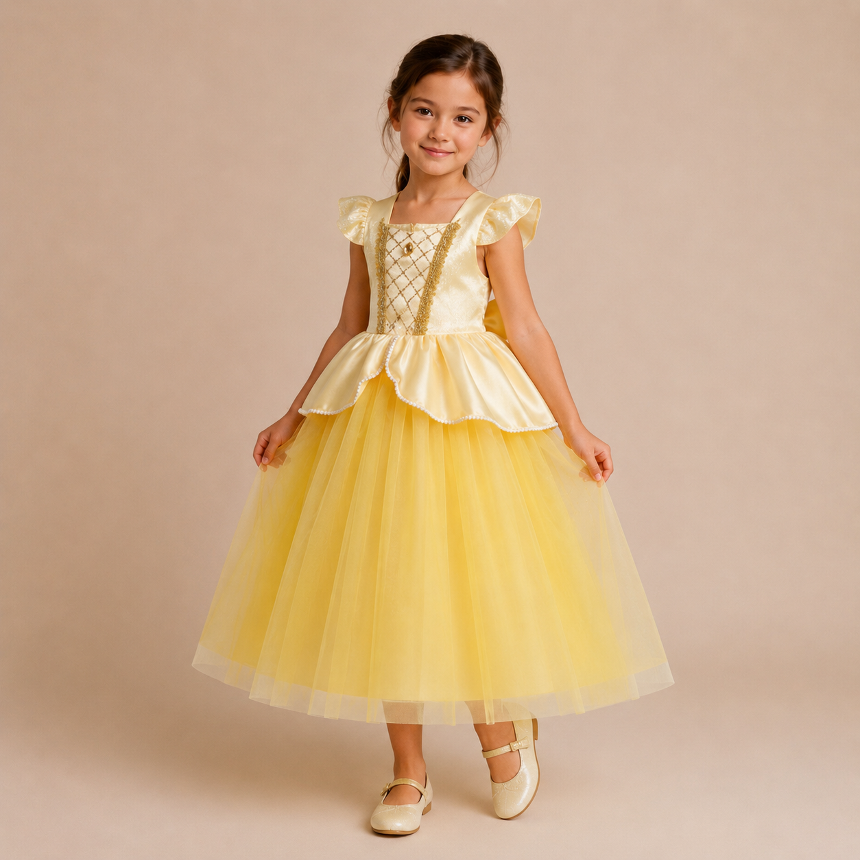 AMA™ Little Golden Rose Princess Kids Dress