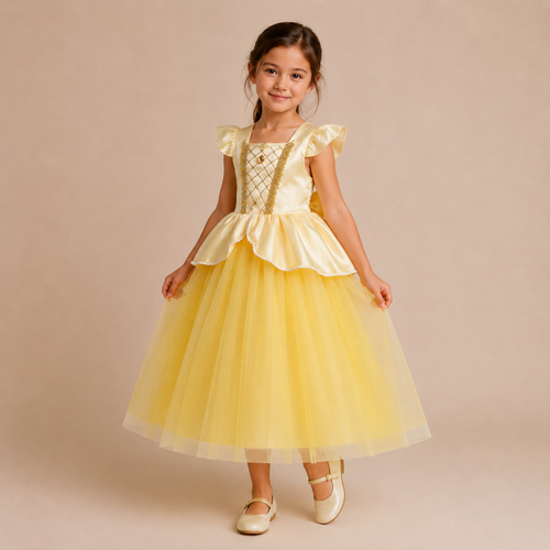 AMA™ Little Golden Rose Princess Kids Dress