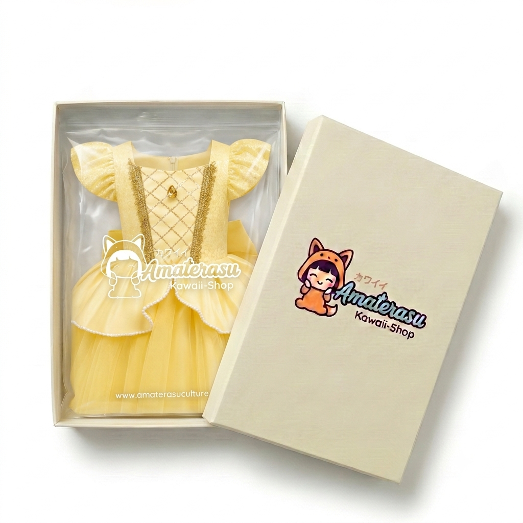 AMA™ Little Golden Rose Princess Kids Dress