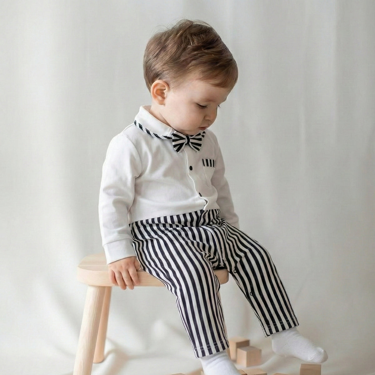 AMA™ Little Stripe Gentleman Kids Romper