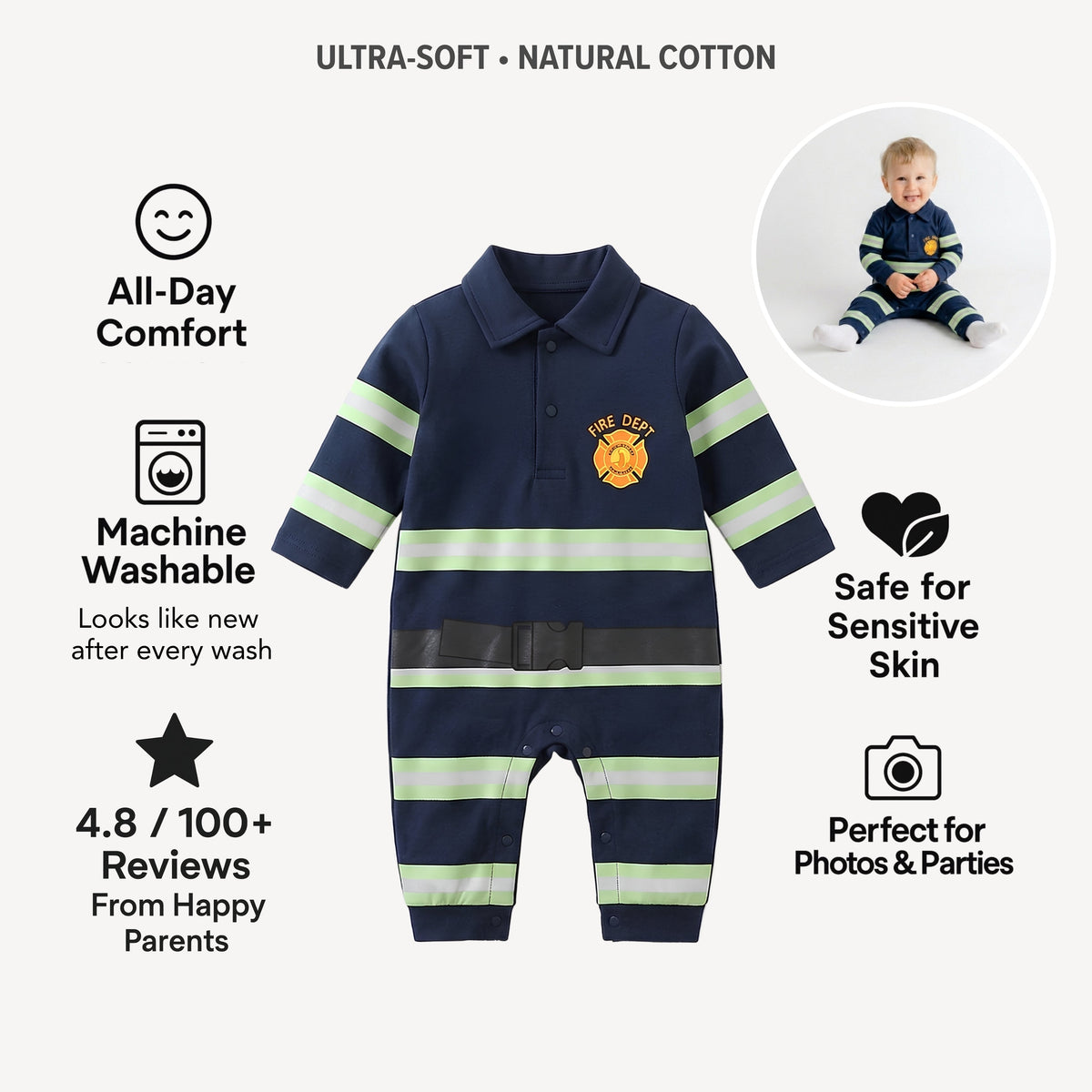 AMA™ Little Firefighter Kids Romper