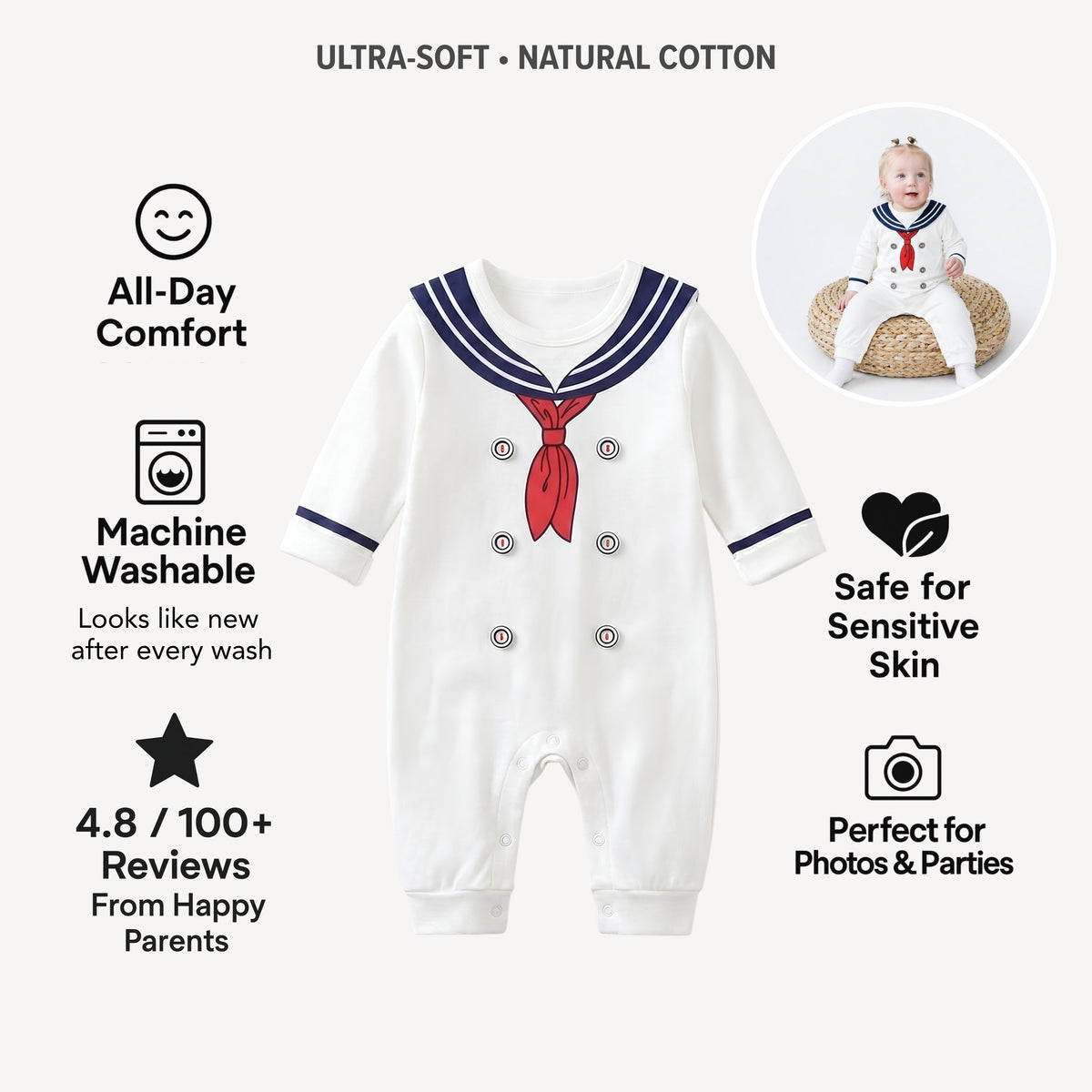 AMA™ Little Sailor Kids Romper
