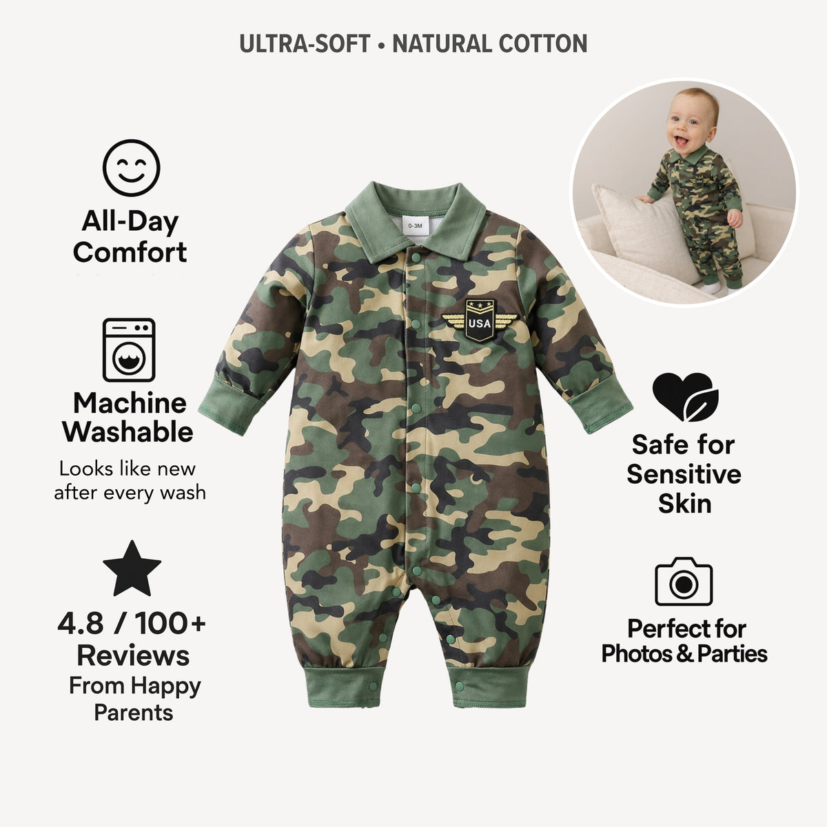 AMA™ Little Soldier Kids Romper