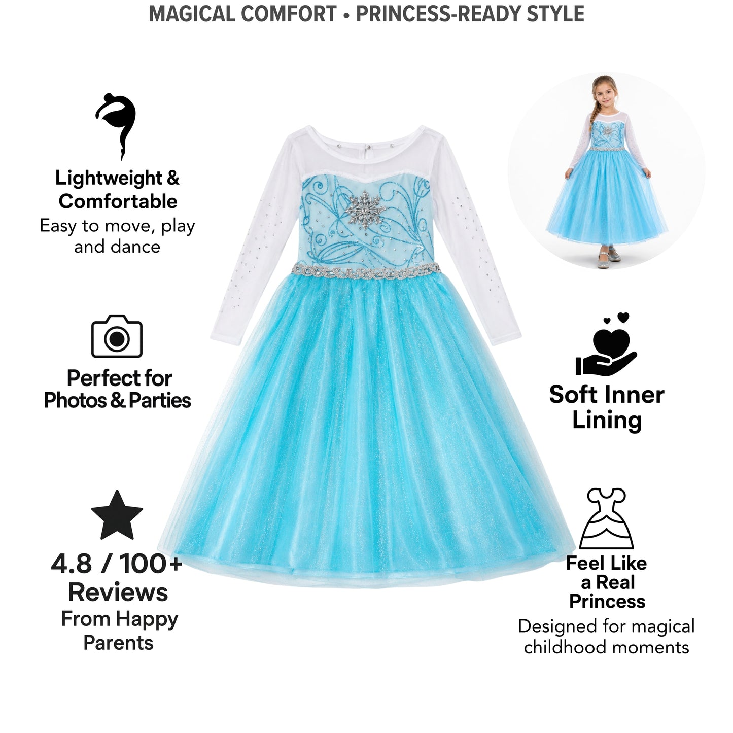AMA™ Little Snow Princess Kids Dress