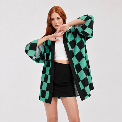 AMA™ Tanjiro Checkered Haori Cosplay