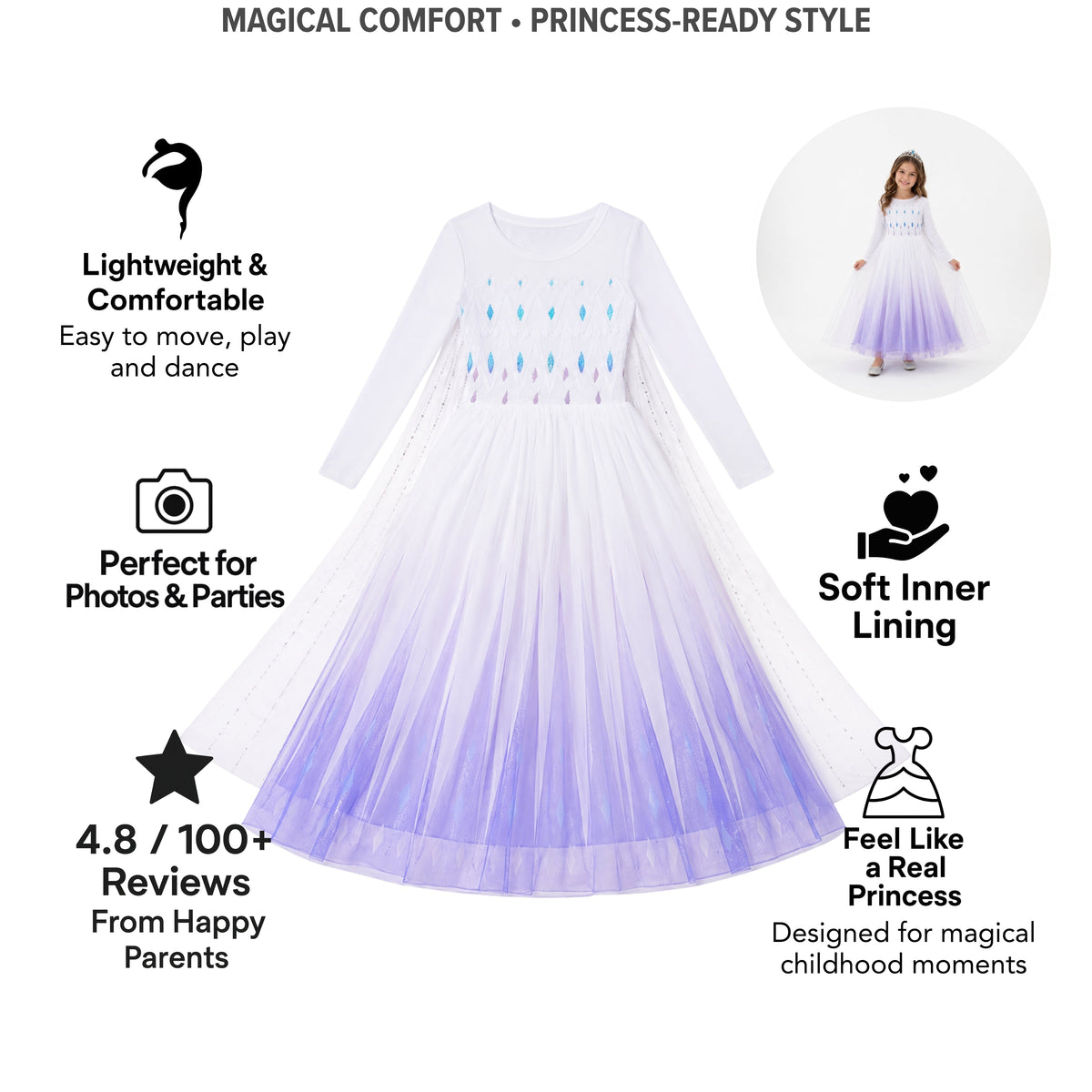 AMA™ Little Frost Queen Kids Dress