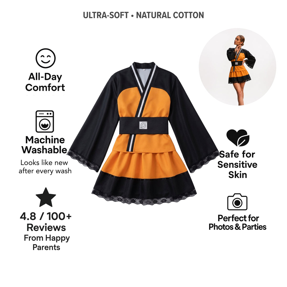 AMA™ Naruto Girl Cosplay Dress Set