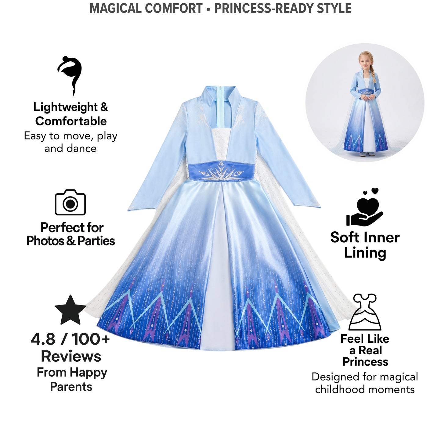 AMA™ Little Ice Empress Kids Dress