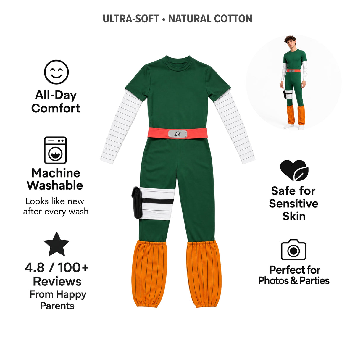 AMA™ Rock Lee Ninja Cosplay