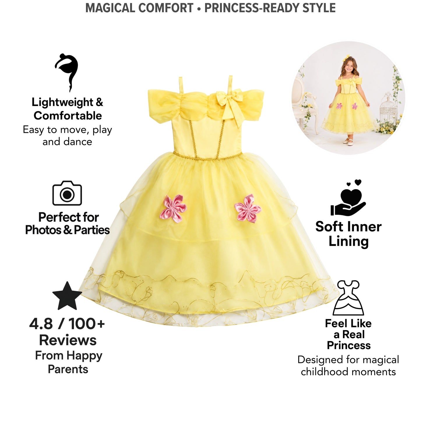 AMA™ Little Golden Princess Kids Dress