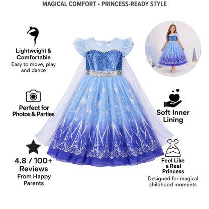 AMA™ Little Midnight Snow Princess Kids Dress