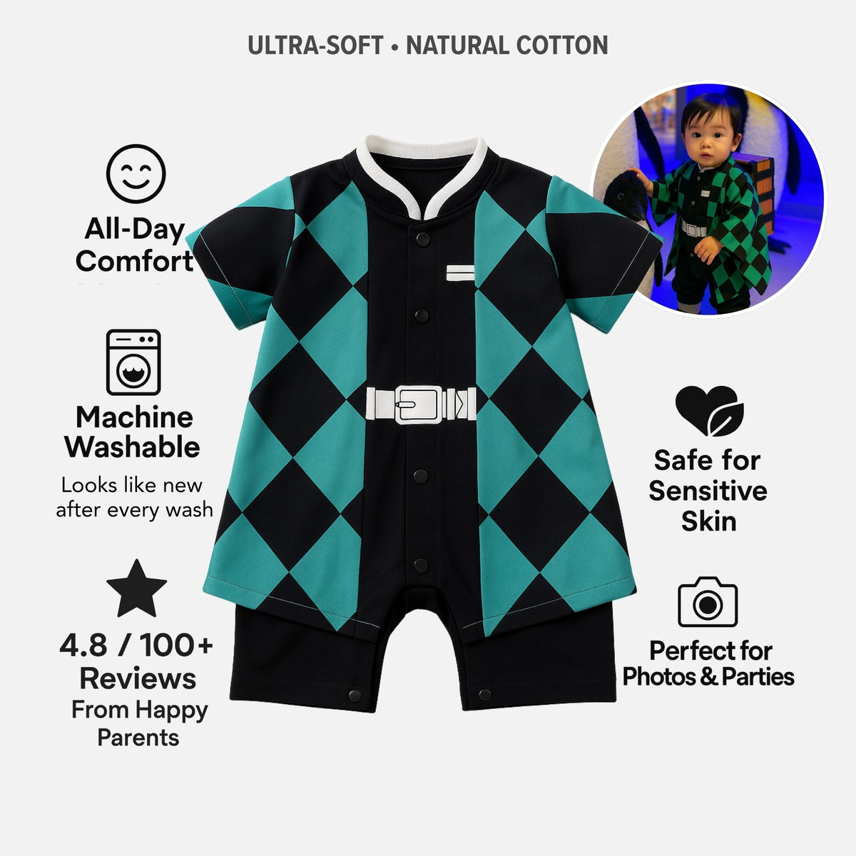 AMA™ Little Tanjiro Kids Romper